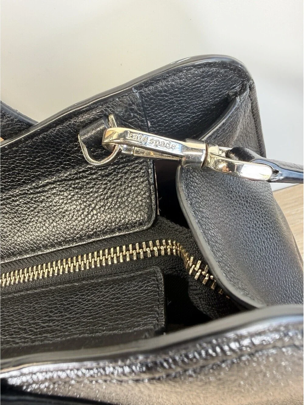 Kate Spade New York Women Medium Black Pebbled Leather Rowe Top Zip Satchel Bag